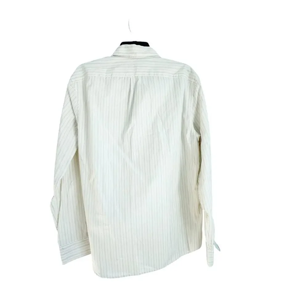 J. Crew Secret Wash Cotton Poplin Shirt Point Collar Lucas Ivory Blue Size M NWT